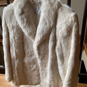 Vintage cream rabbit fur coat